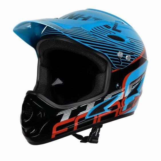 přilba FORCE TIGER downhill,modro-černo-červ. L-XL