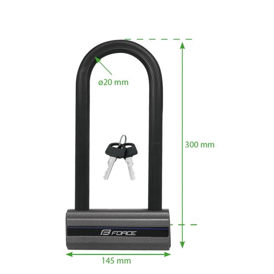 zámek FORCE podkova 30cm x 14,5cm Fe, še